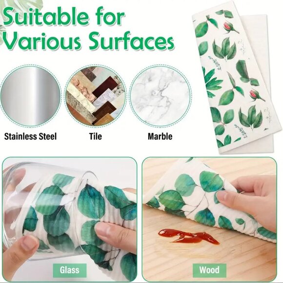 NEW Set of 8 Swedish Dishcloths - Leaves, Ivy & Plant - Reusable, Biodegradable - Picture 4 of 6